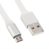 USB Дата-кабель Remax Micro USB плоский с золотым коннектором 1м (белый)