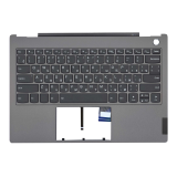 Клавиатура (топ-панель) для ноутбука Lenovo ThinkBook 13s-IWL черная с серым топкейсом
