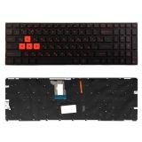 Клавиатура для ноутбука Asus GL502, GL502VM черная без рамки с оранжевыми кнопками, плоский Enter