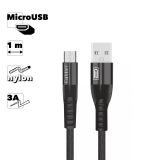 USB кабель Earldom EC-077M MicroUSB, 3A, 1м, нейлон (черный)