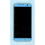 Дисплей (экран) в сборе с тачскрином для Samsung Galaxy S7 Edge SM-G935F голубой с рамкой (Premium LCD)