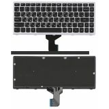 Клавиатура для ноутбука Lenovo IdeaPad Z400 черная с серой рамкой без подсветки