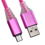 USB кабель "LP" Micro USB "Змея" LED TPE (розовый/блистер)