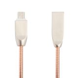 USB кабель "LP" Micro USB "Панцирь" в металлической оплетке (розовое золото/коробка)