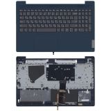 Клавиатура (топ-панель) для ноутбука Lenovo IdeaPad 5-15 черная с синим топкейсом