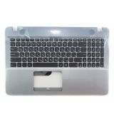 Клавиатура (топ-панель) для ноутбука Asus X541UV черная c серым топкейсом