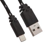 USB кабель для Apple iPhone, iPad, iPod 8 pin в оплетке черный, коробка LP