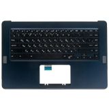 Клавиатура (топ-панель) для ноутбука Asus UX550VD-1A черная с темно-синим топкейсом, с подсветкой
