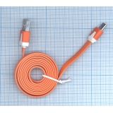 Плоский кабель Color USB <-> Micro-USB 1.0m USB-2.0 Orange (Оранжевый)