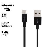 USB кабель HOCO X23 Skilled MicroUSB, 2.4А, 1м, TPE (черный)