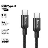 USB-C кабель HOCO X14 Times speed Type-C, 3А, 60W, 1м, нейлон (черный)