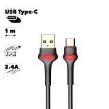 USB кабель Earldom EC-082C Type-C, 2.4A, 1м, TPE (черный)