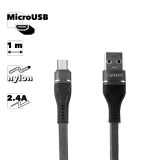 Кабель USB Earldom EC-084M MicroUSB 2.4A 1м нейлон (черный)