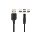 Кабель USB VIXION (K30) Lightning, micro, type-c магнитный 1м (черный)