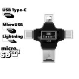 Картридер Earldom ET-OT20 Lightning 8-pin, Type-C, MicroUSB на microSD (черный)