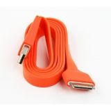 USB кабель для Apple iPhone, iPad, iPod 30 pin плоский широкий оранжевый, европакет LP