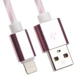 USB кабель для Apple iPhone, iPad, iPod 8 pin витая пара с металл. разъемами белый с розовым, европакет LP