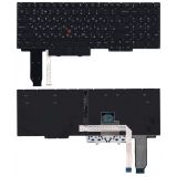 Клавиатура для ноутбука Lenovo Thinkpad E15 черная с подсветкой и трекпойнтом