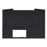 Клавиатура (топ-панель) для ноутбука HP Pavilion Gaming 15-CX черная с черным топкейсом