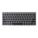 Клавиатура для ноутбука HP EliteBook x360 830 G5 черная с серебристой рамкой и подсветкой