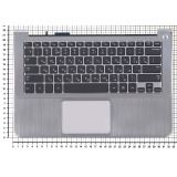 Клавиатура (топ-панель) для ноутбука Samsung 900X3A черная с серебристым топкейсом