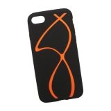 Силиконовый чехол Полосы для Apple iPhone 7 черный, оранжевый