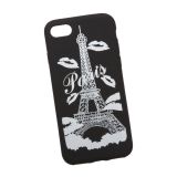 Силиконовый чехол Париж для Apple iPhone 7 черный, белые губки