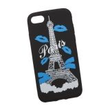 Силиконовый чехол Париж для Apple iPhone 7 черный, синие губки