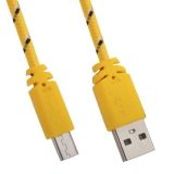 USB Дата-кабель LP Micro USB в оплетке желтый с зеленым, коробка