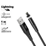 USB кабель HOCO X60 Honorific Lightning 8-pin, магнитный, 1м, силикон (черный)