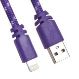 USB кабель для Apple iPhone, iPad, iPod 8 pin плоская оплетка фиолетовый, европакет LP