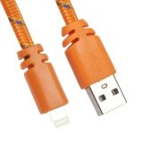 USB кабель для Apple iPhone, iPad, iPod 8 pin плоская оплетка оранжевый, европакет LP