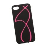 Силиконовый чехол Полосы для Apple iPhone 7 черный, розовый