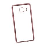 Силиконовый чехол LP для Samsung Galaxy A7 2016 TPU прозрачный с розовой хром рамкой