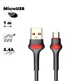 USB кабель Earldom EC-082M MicroUSB, 2.4A, 1м, TPE (черный)