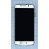 Дисплей (экран) в сборе с тачскрином для Samsung Galaxy S6 Edge SM-G925F белый с рамкой (Premium LCD)