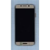 Дисплей (экран) в сборе с тачскрином для Samsung Galaxy S6 Edge SM-G925F золотистый с рамкой (Premium LCD)