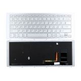 Клавиатура для ноутбука Sony Vaio SVF15N, SVF15N100C, SVF15N14CXB серебряная с серебрянной рамкой и подсветкой