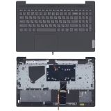 Клавиатура (топ-панель) для ноутбука Lenovo IdeaPad 5-15 темно-серая с темно-серым топкейсом без тачпада