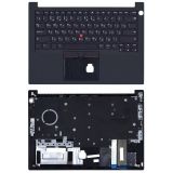 Клавиатура (топ-панель) для ноутбука Lenovo ThinkPad E14 черная с черным топкейсом, с трекпойнтом, без подсветки