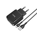 Блок питания (сетевой адаптер) HOCO N7 Speedy 2xUSB, 2.1A с кабелем micro USB (черный)