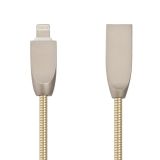 USB кабель "LP" для Apple 8 pin "Панцирь" в металлической оплетке (золотой/коробка)