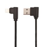 USB кабель "LP" для Apple 8 pin L-коннектор "Круглый шнурок" (черный/коробка)