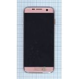 Дисплей (экран) в сборе с тачскрином для Samsung Galaxy S7 Edge SM-G935F розовый с рамкой и аккумулятором