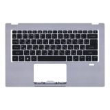 Клавиатура (топ-панель) для ноутбука Acer Swift SF114-34 черная с серебристым топкейсом (с разбора)