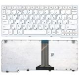 Клавиатура для ноутбука Lenovo IdeaPad S205 S206 белая с белой рамкой