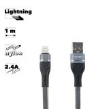 USB кабель Earldom EC-084I Lightning 8-pin, 2.4A, 1м, нейлон (серый)