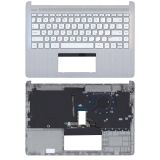 Клавиатура (топ-панель) для ноутбука HP 14S-DQ 14S-FQ с топкейсом серебро