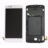 Дисплей (экран) в сборе с тачскрином для LG K8 4G белый с рамкой