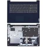 Клавиатура (топ-панель) для ноутбука Lenovo IdeaPad 3-17ARE05, 3-17IML05, 3-17IIL05 черная с синим топкейсом